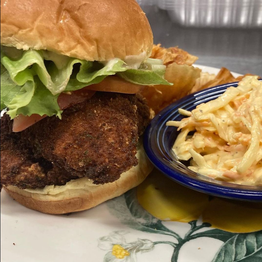 Sandwich and coleslaw