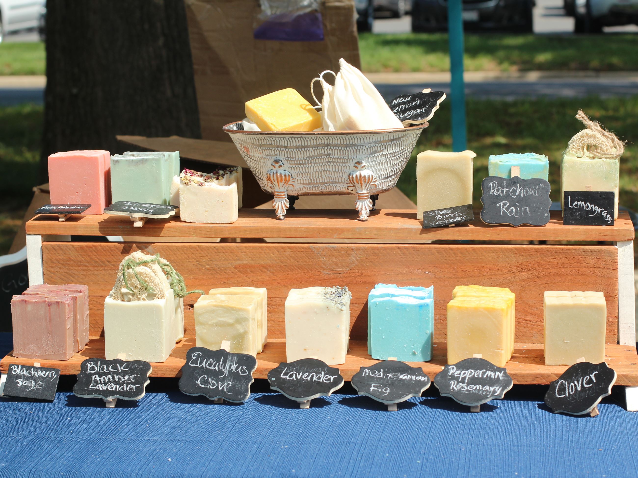 Homemade soaps on display