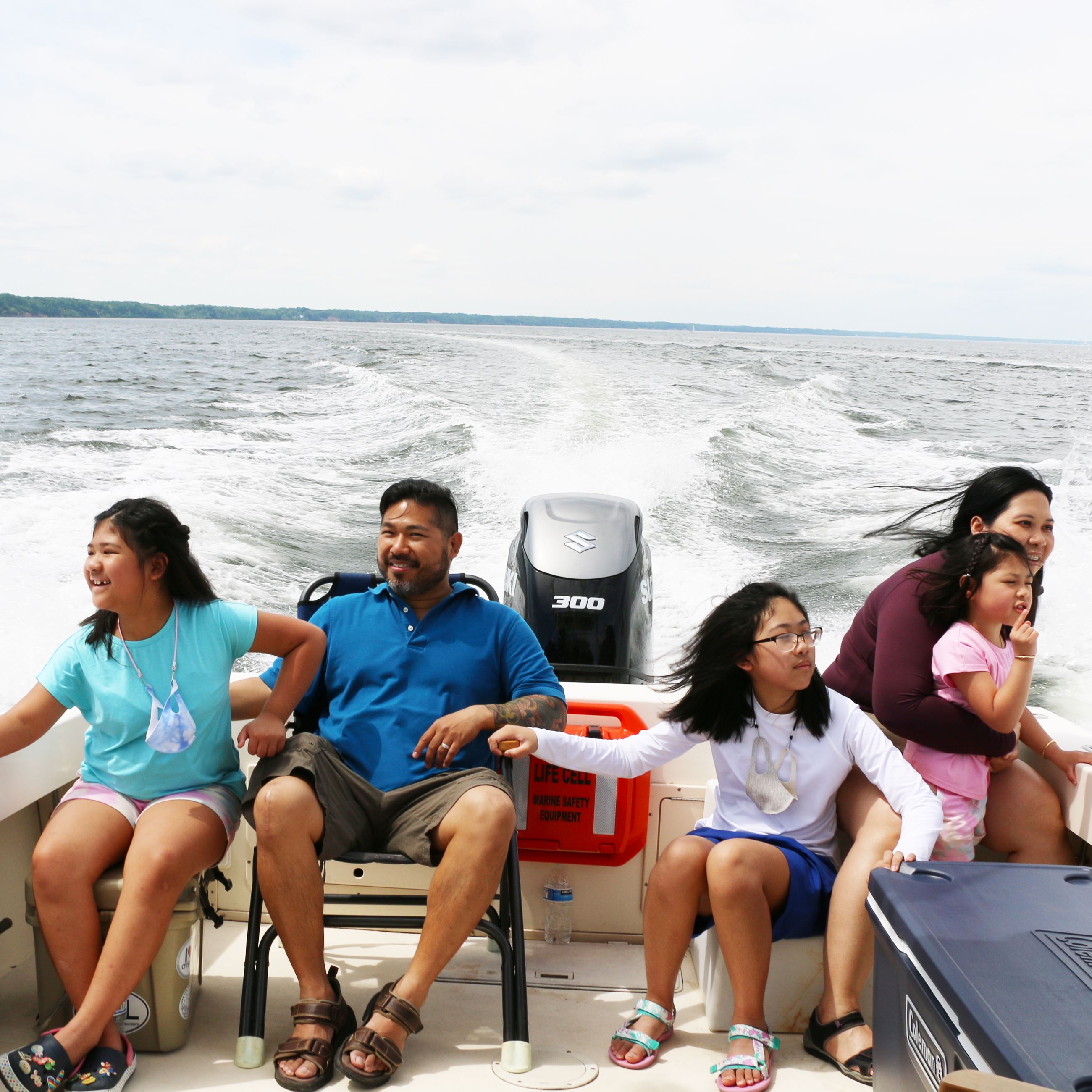 Family on a boat