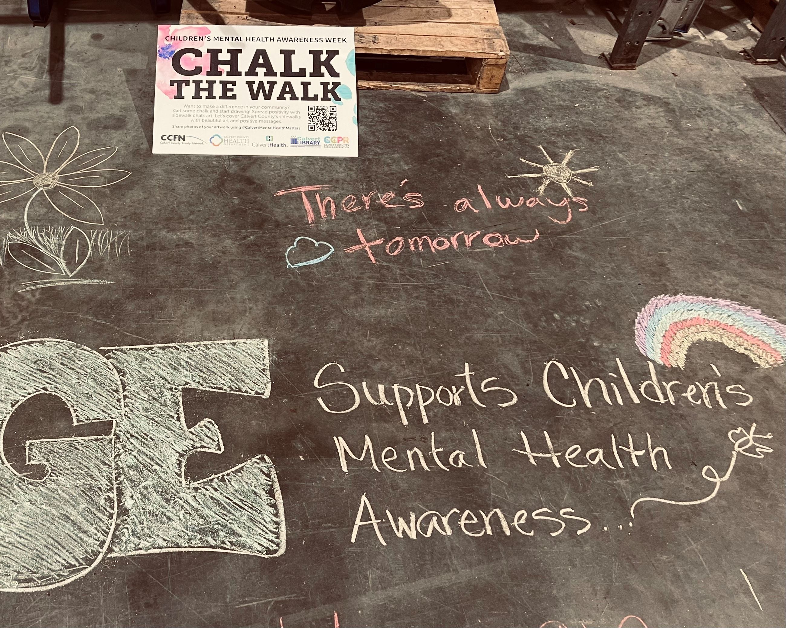 Blue and orange chalk art with text "The sun don't shine without you."