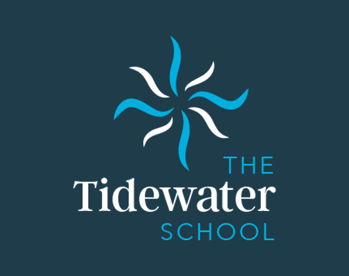 dark blue background with The Tidewater School logo